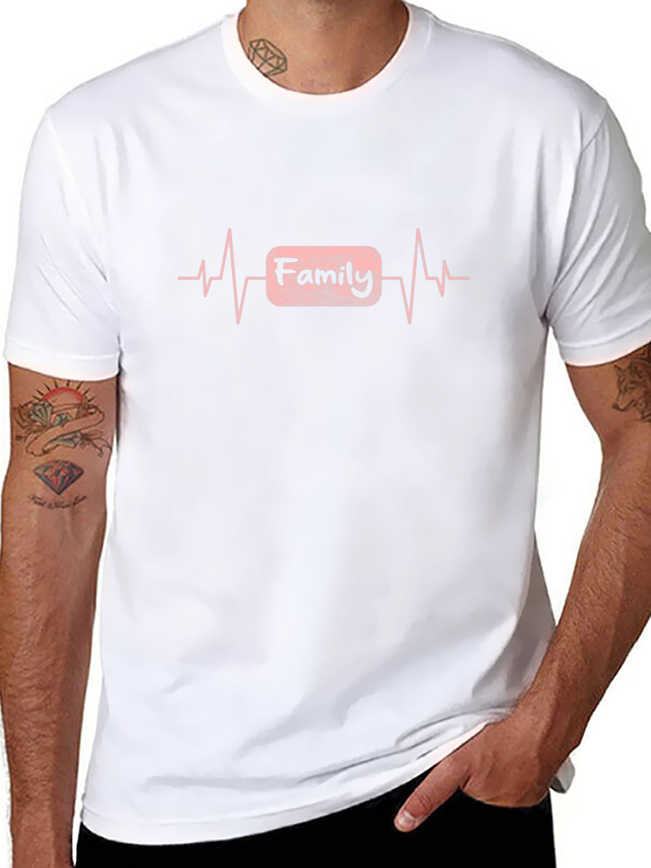 Family Heartbeat T-Shirt - Black