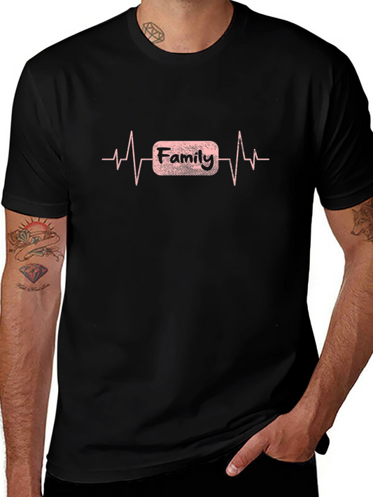 Family Heartbeat T-Shirt - Black
