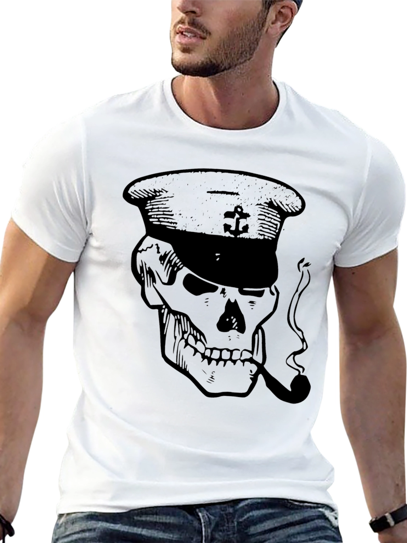 Skull Captain Graphic T-Shirt - Mens Black Tee