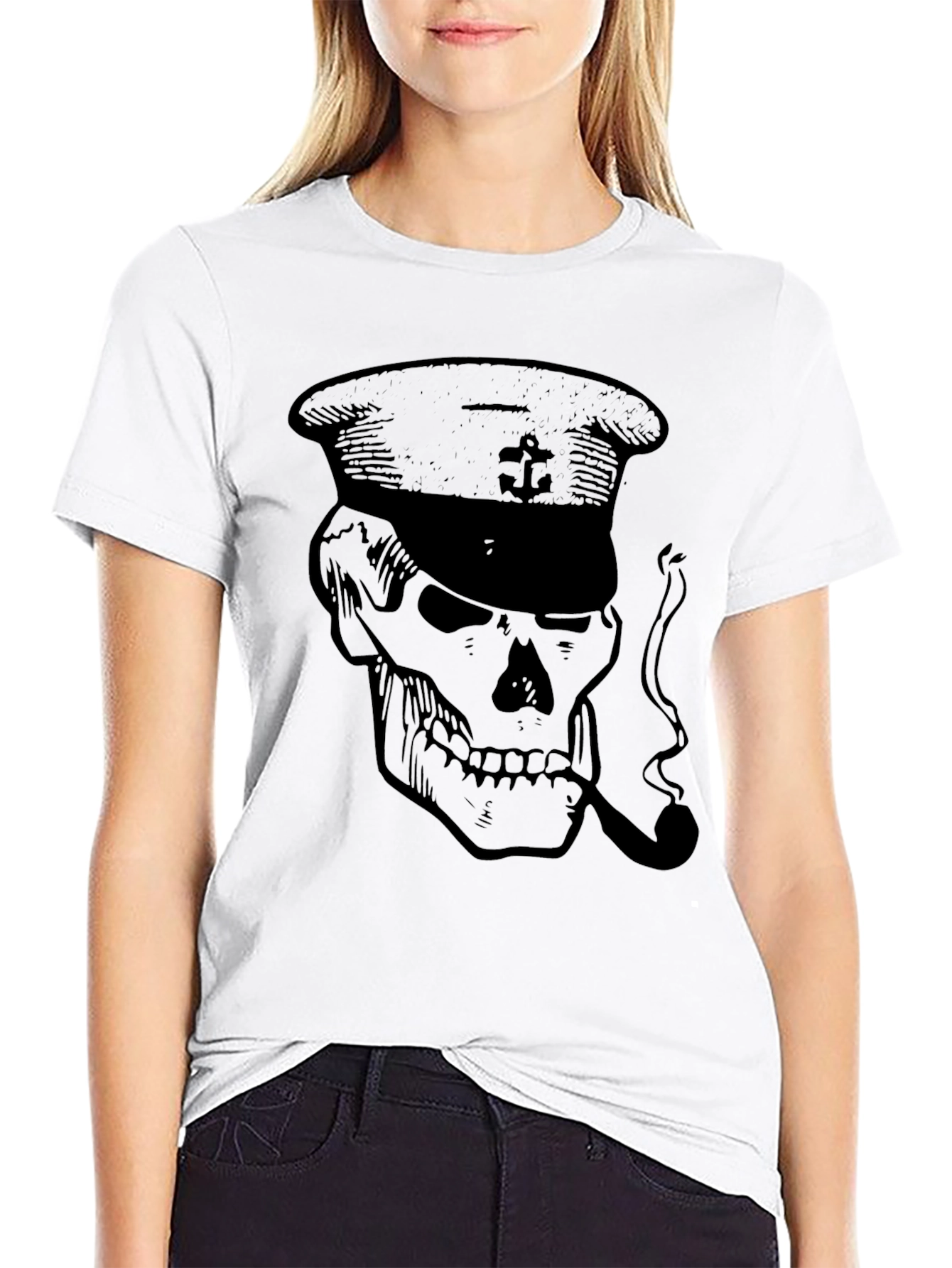 Skull Captain Graphic T-Shirt - Mens Black Tee
