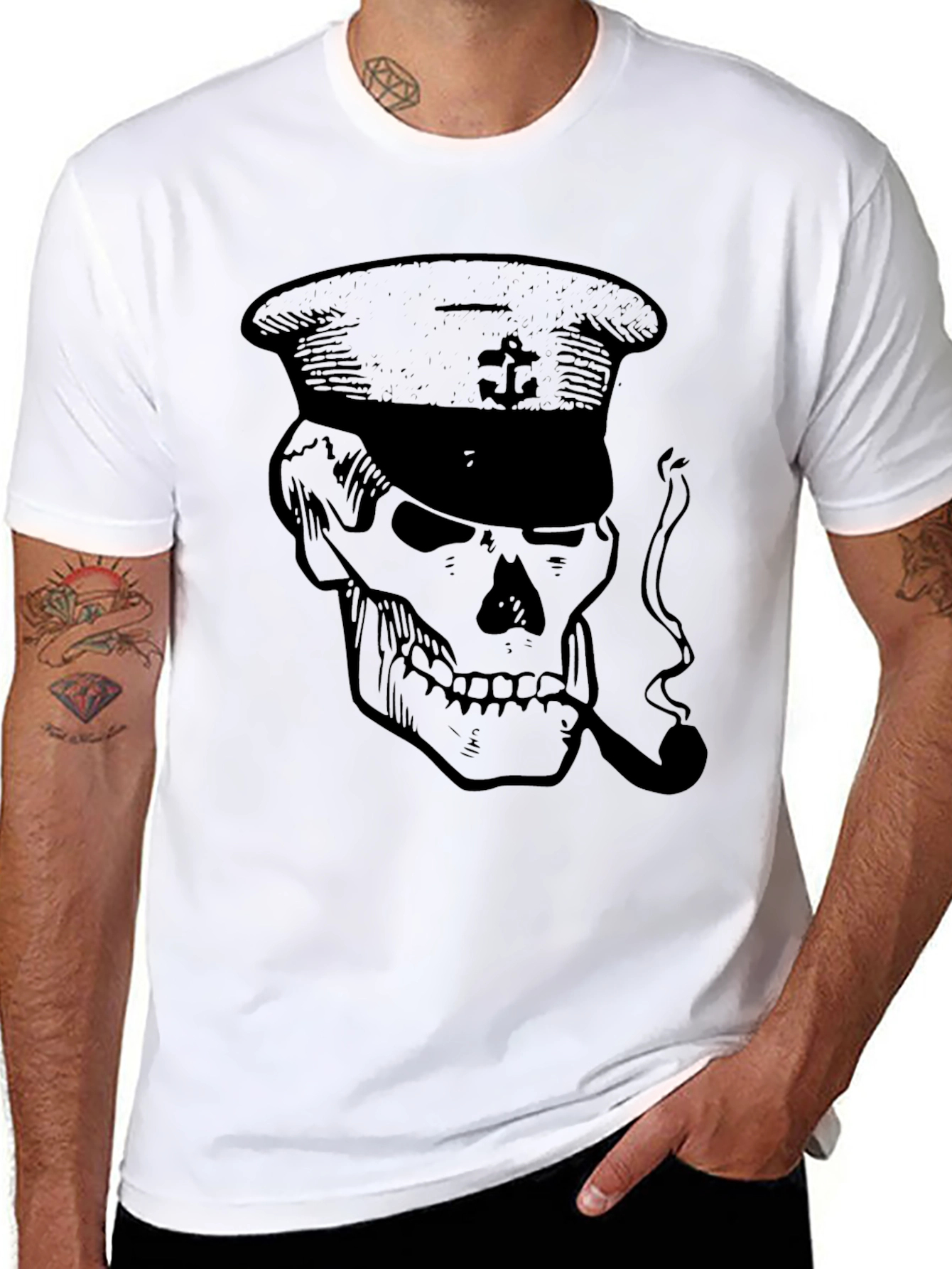 Skull Captain Graphic T-Shirt - Mens Black Tee