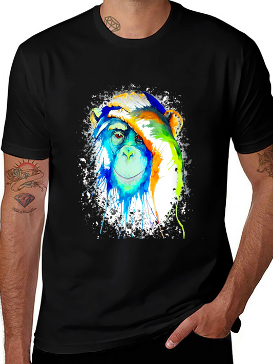 Colorful Monkey Graphic Tee - Trendy & Unique