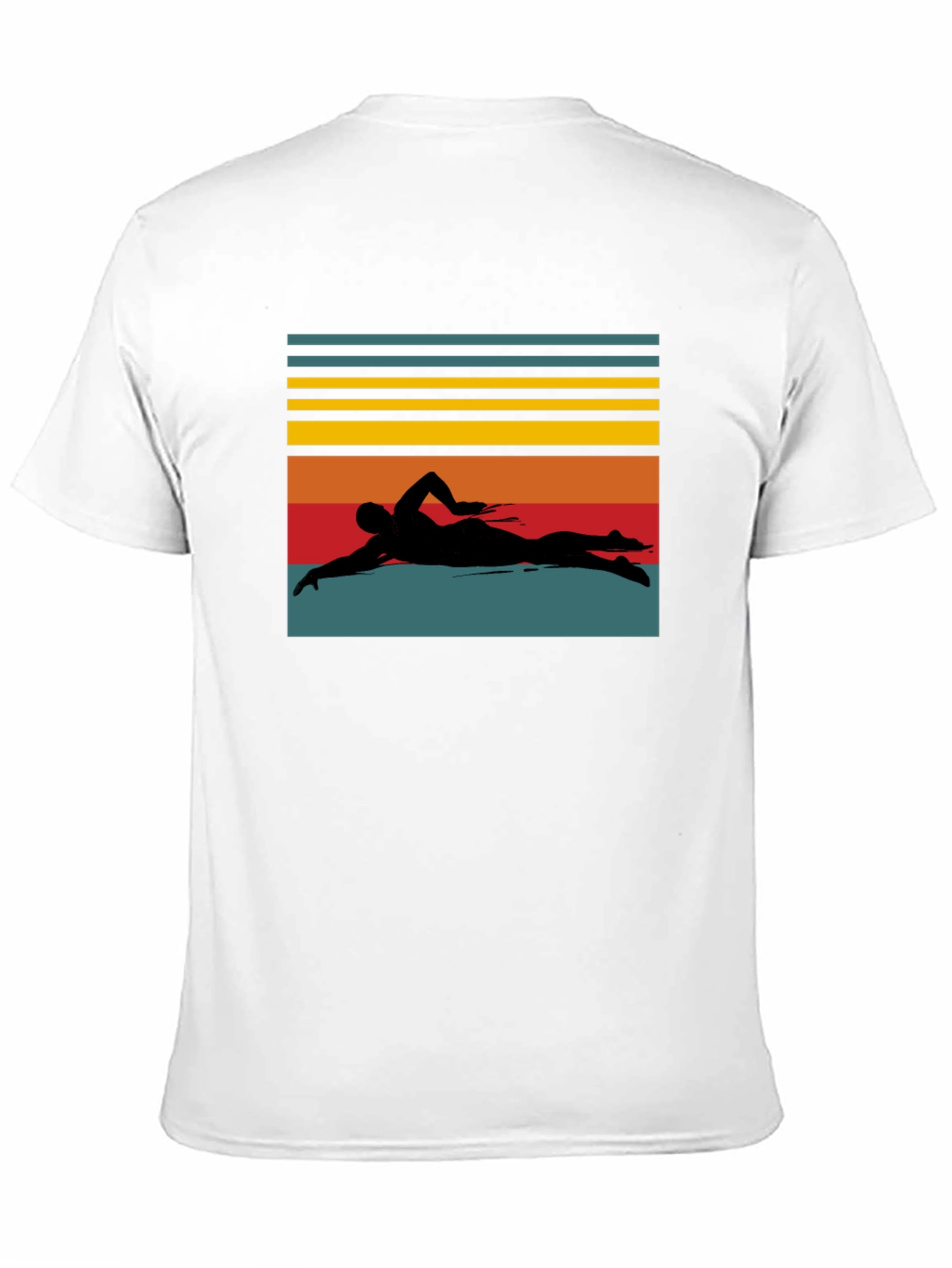 Retro Swimmer Silhouette Black T-Shirt