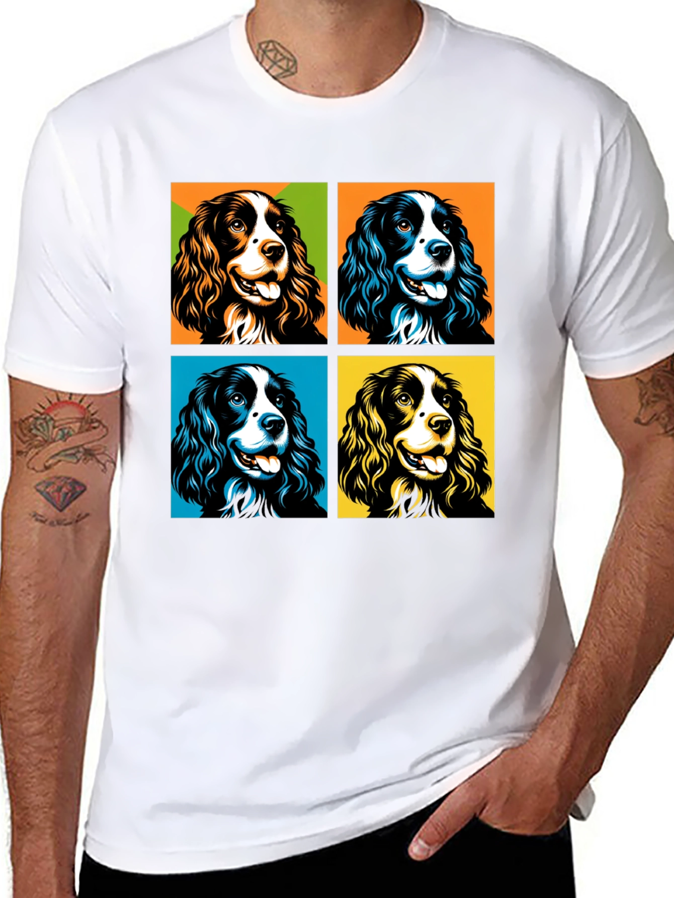 Pop Art Spaniel Dog Graphic Tee
