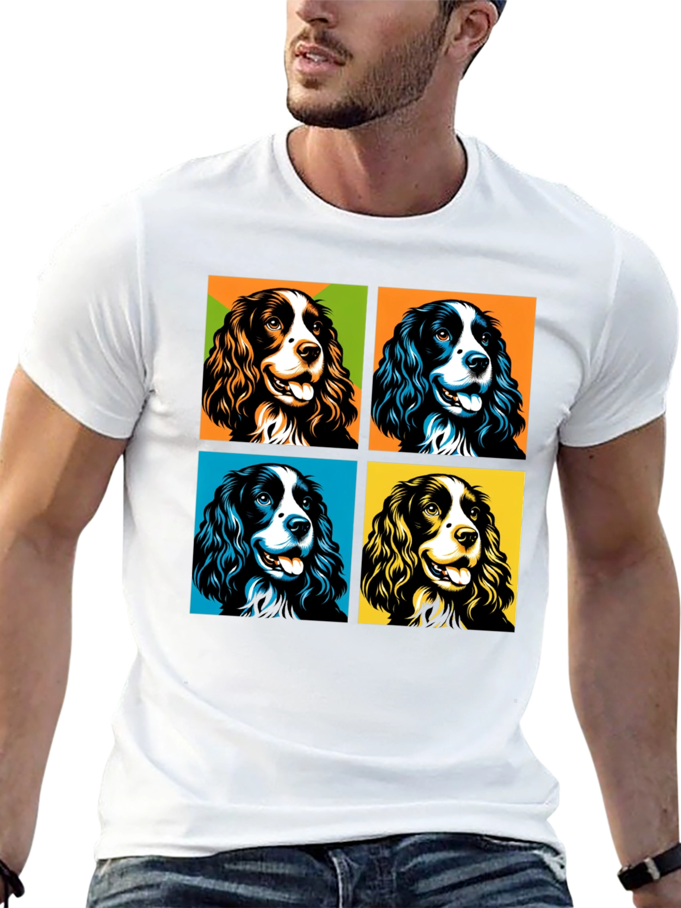 Pop Art Spaniel Dog Graphic Tee