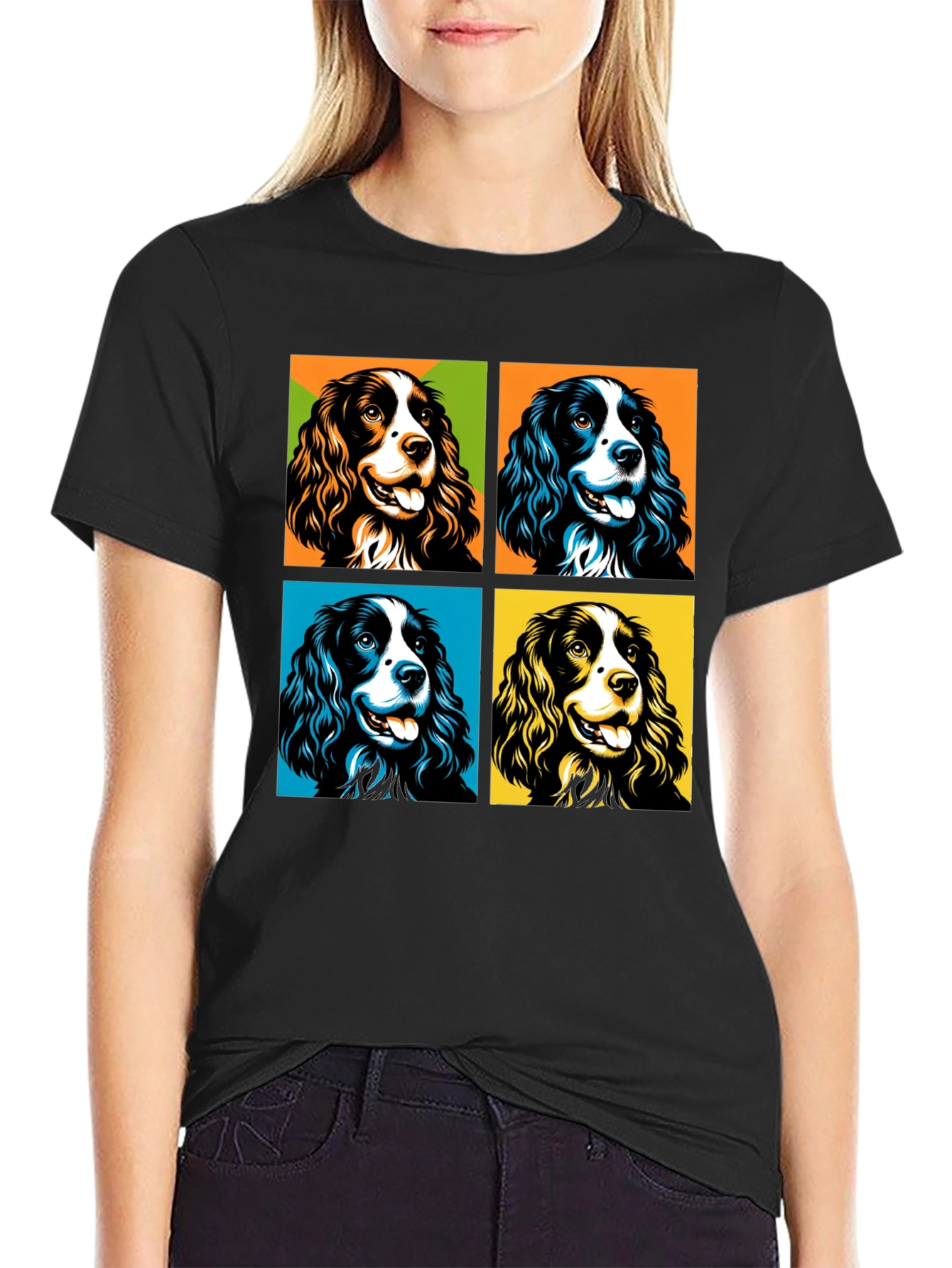 Pop Art Spaniel Dog Graphic Tee