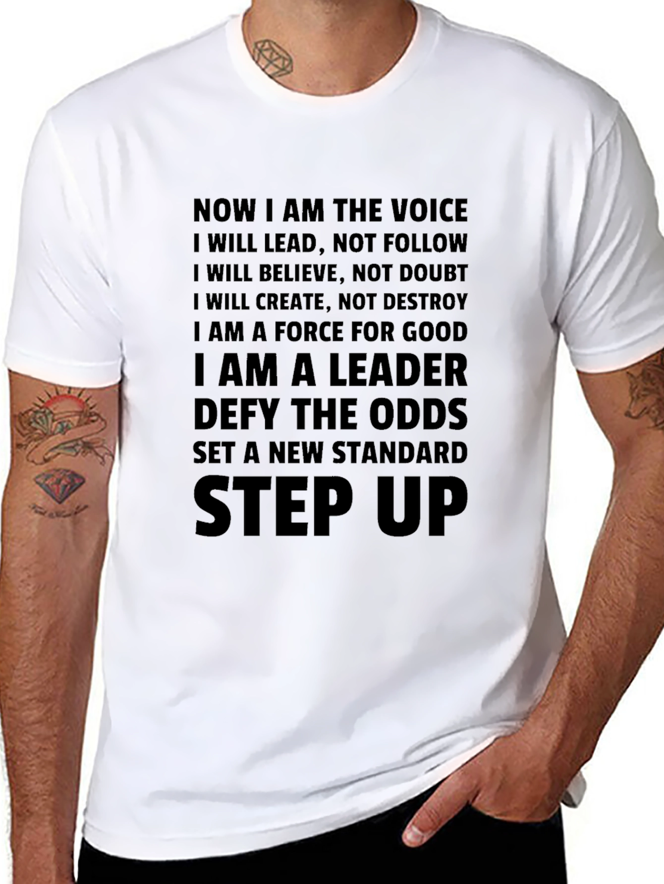 Motivational Mens T-Shirt - Lead Believe Create
