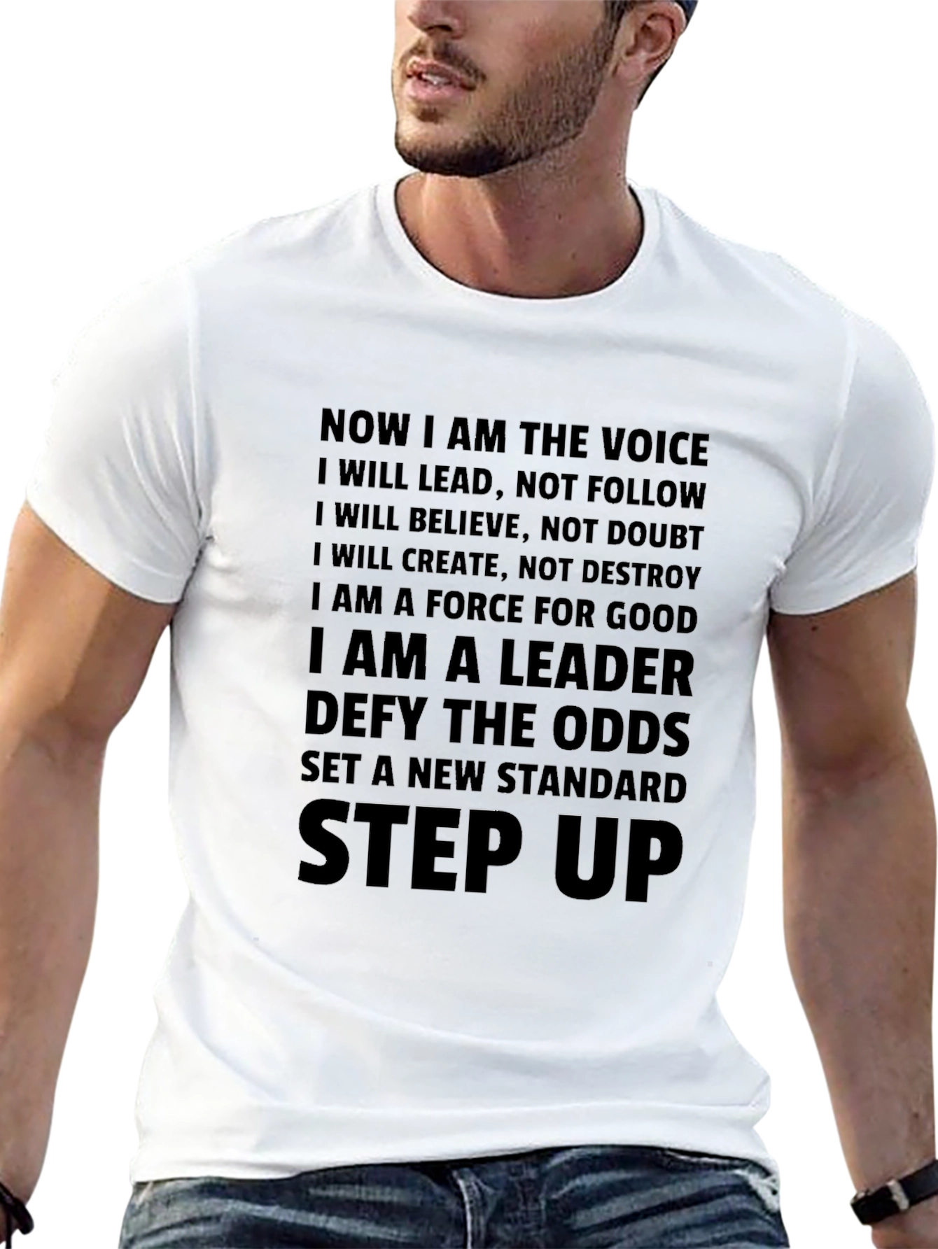 Motivational Mens T-Shirt - Lead Believe Create