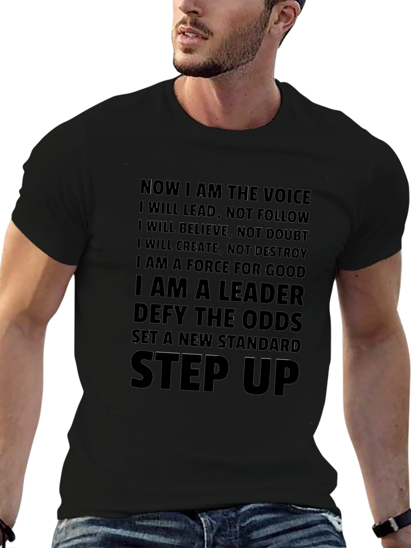 Motivational Mens T-Shirt - Lead Believe Create