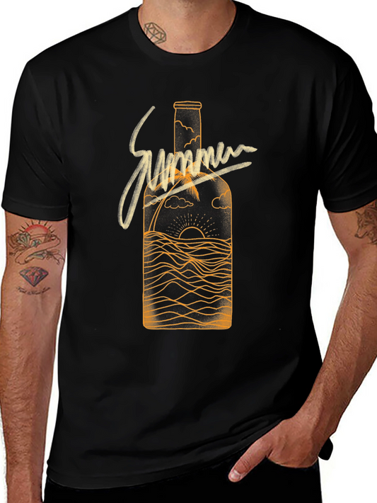 Summer Ocean in a Bottle Graphic Tee - Mens Black T-Shirt
