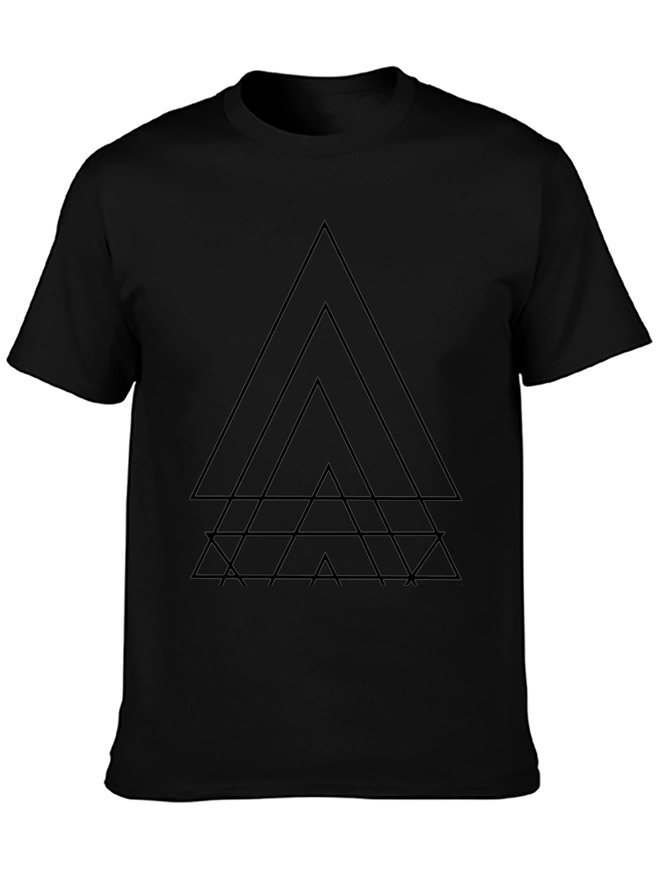 Geometric Triangle Graphic Black T-Shirt