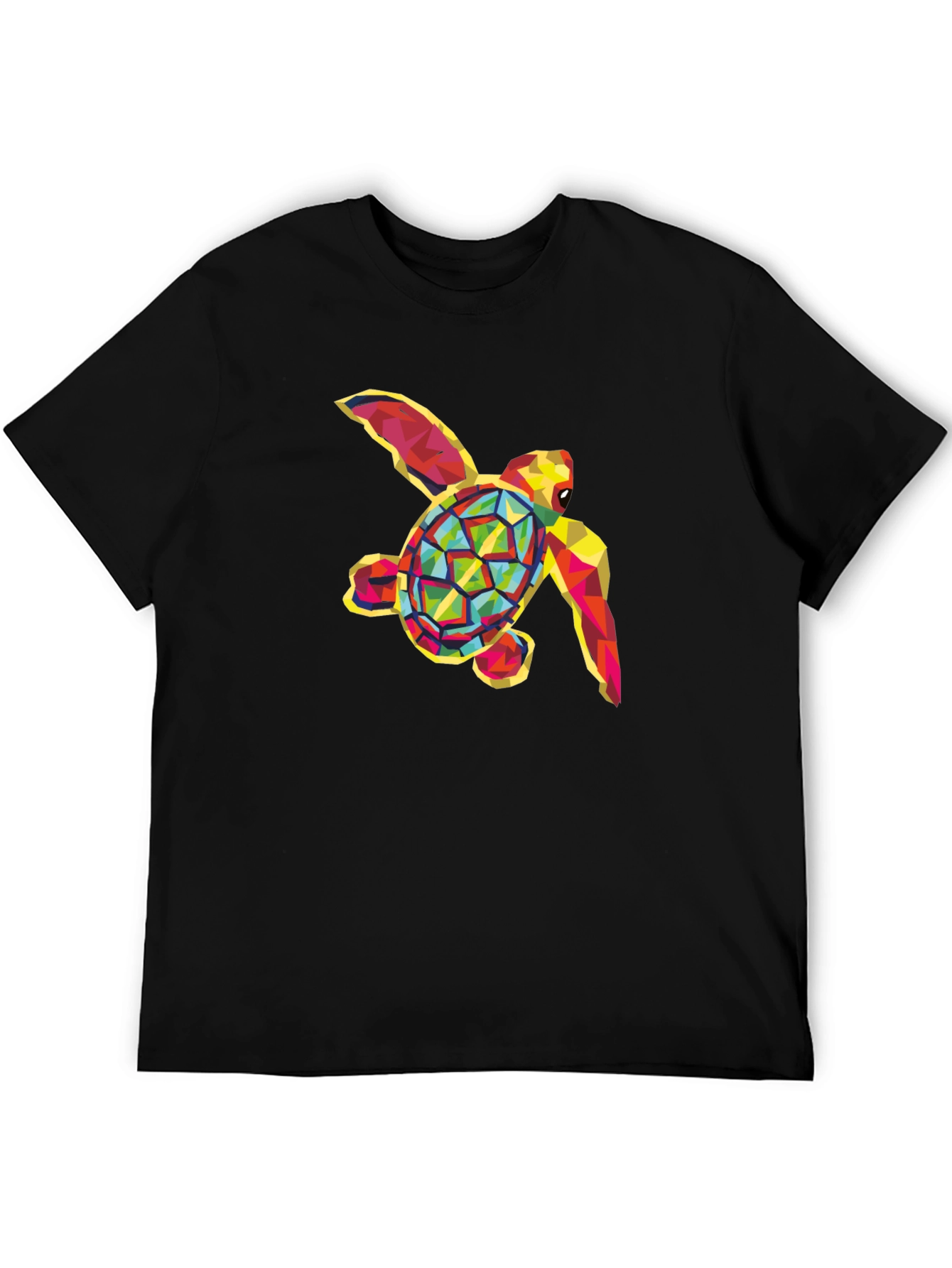 Geometric Sea Turtle Graphic Tee - Black
