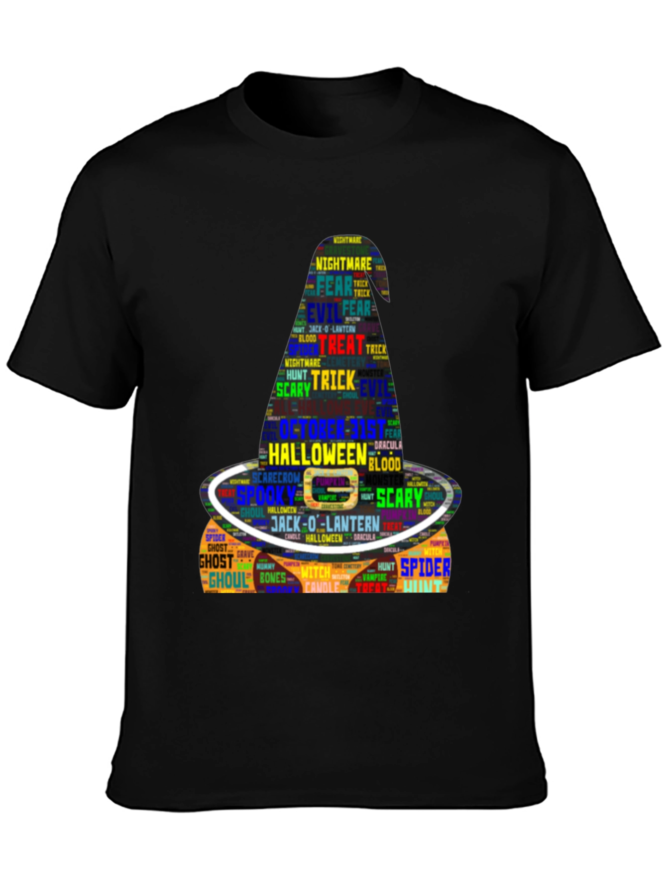 Halloween Word Art Witch Hat Graphic T-Shirt