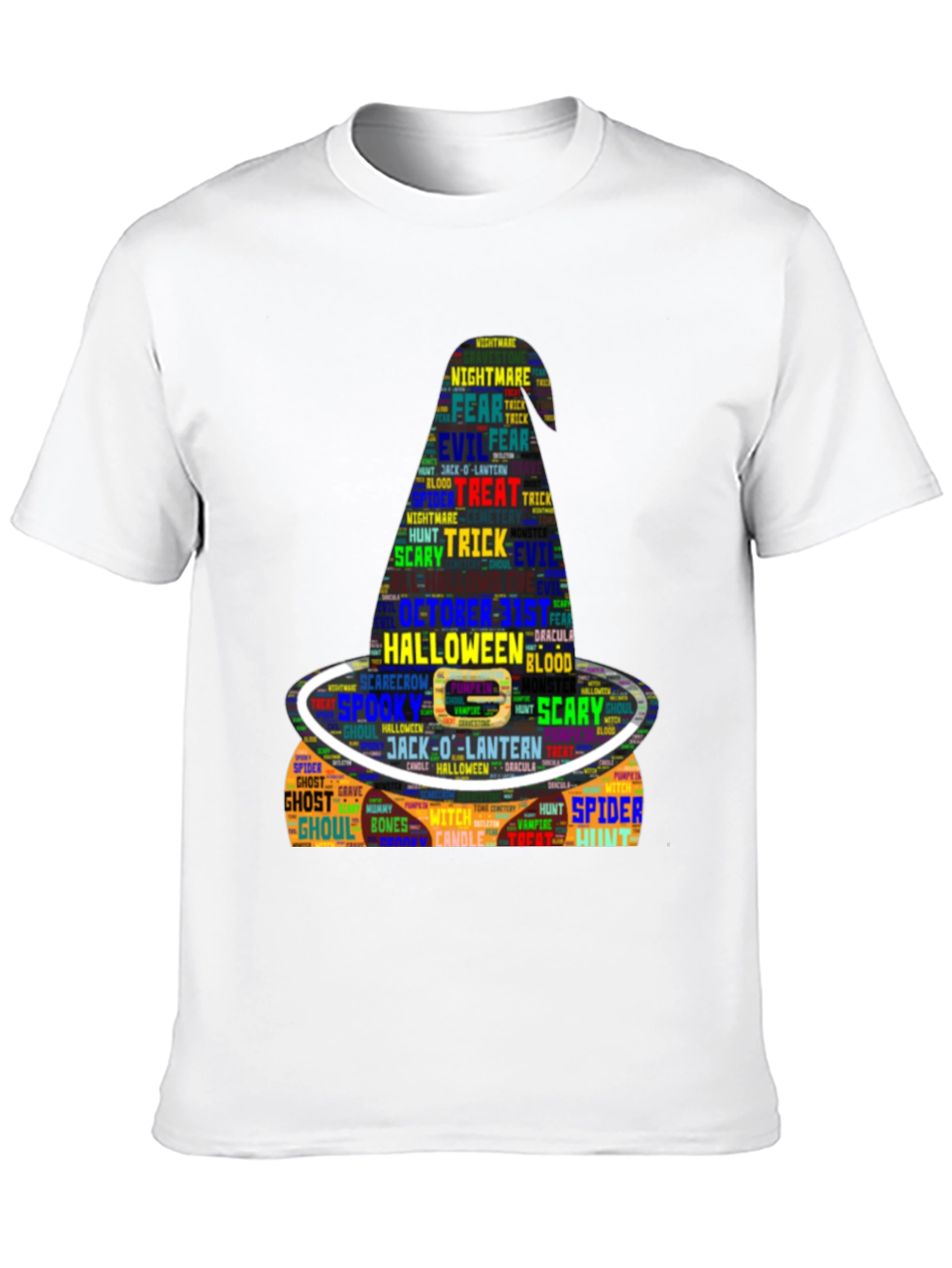 Halloween Word Art Witch Hat Graphic T-Shirt