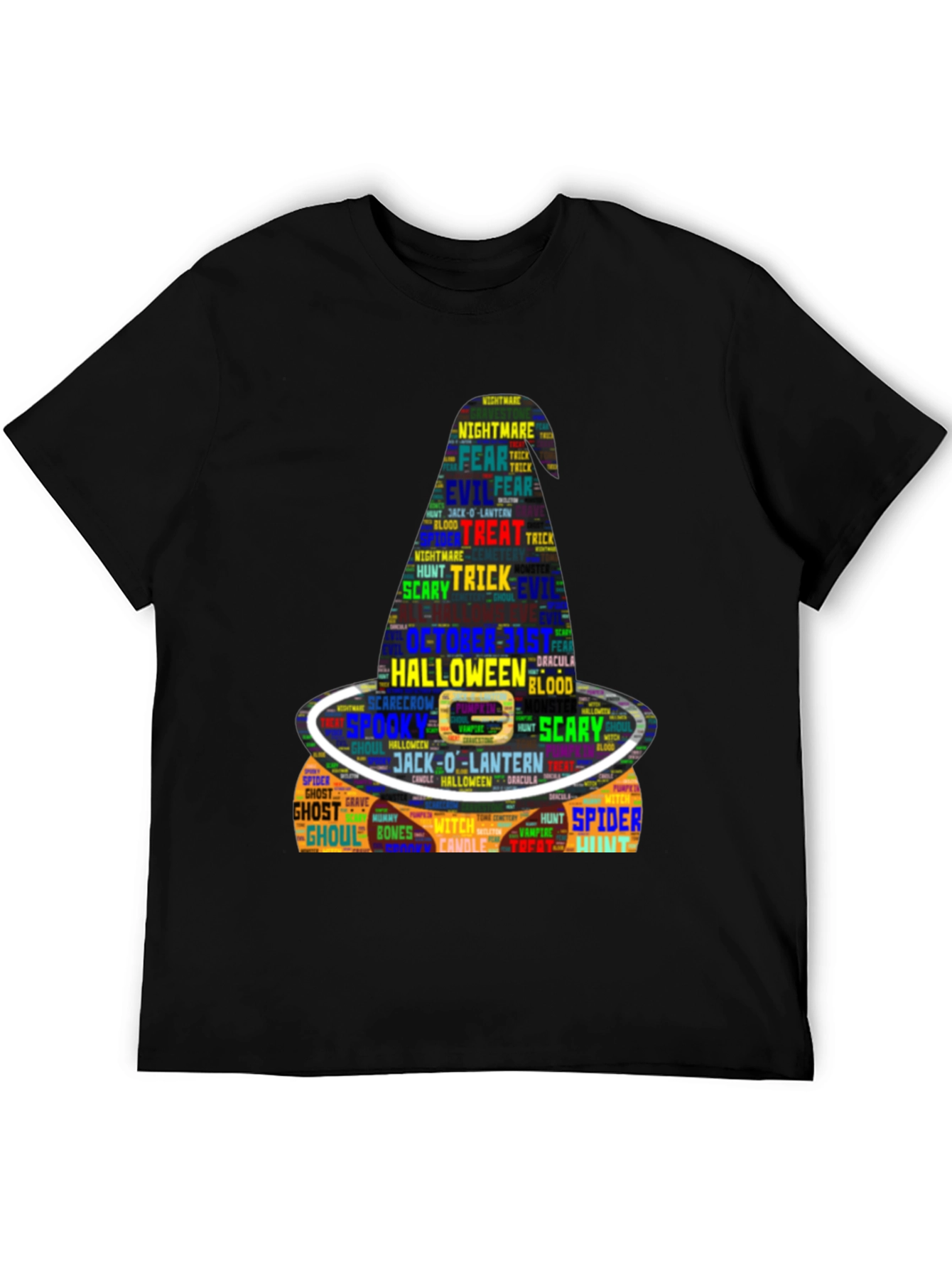 Halloween Word Art Witch Hat Graphic T-Shirt