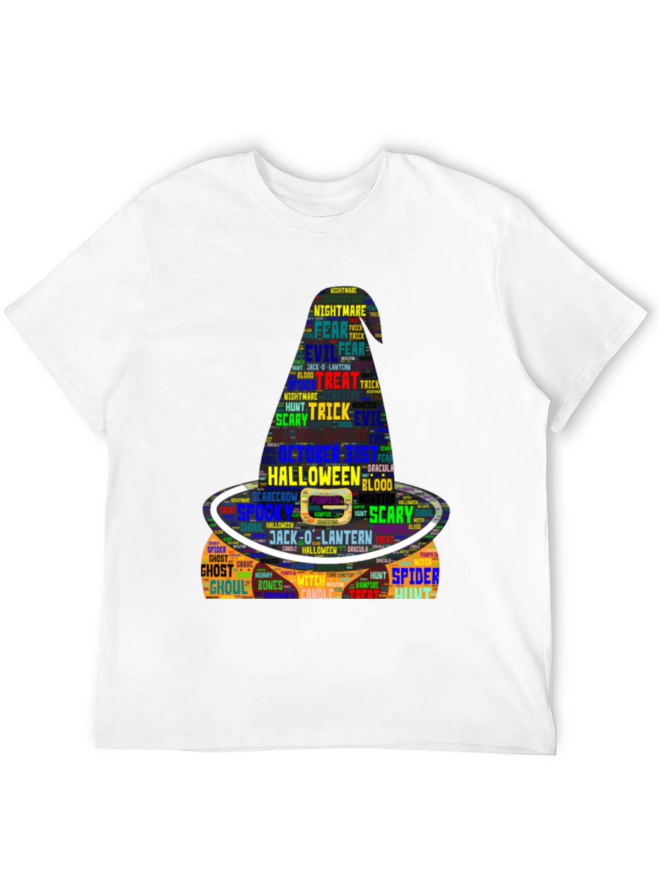 Halloween Word Art Witch Hat Graphic T-Shirt