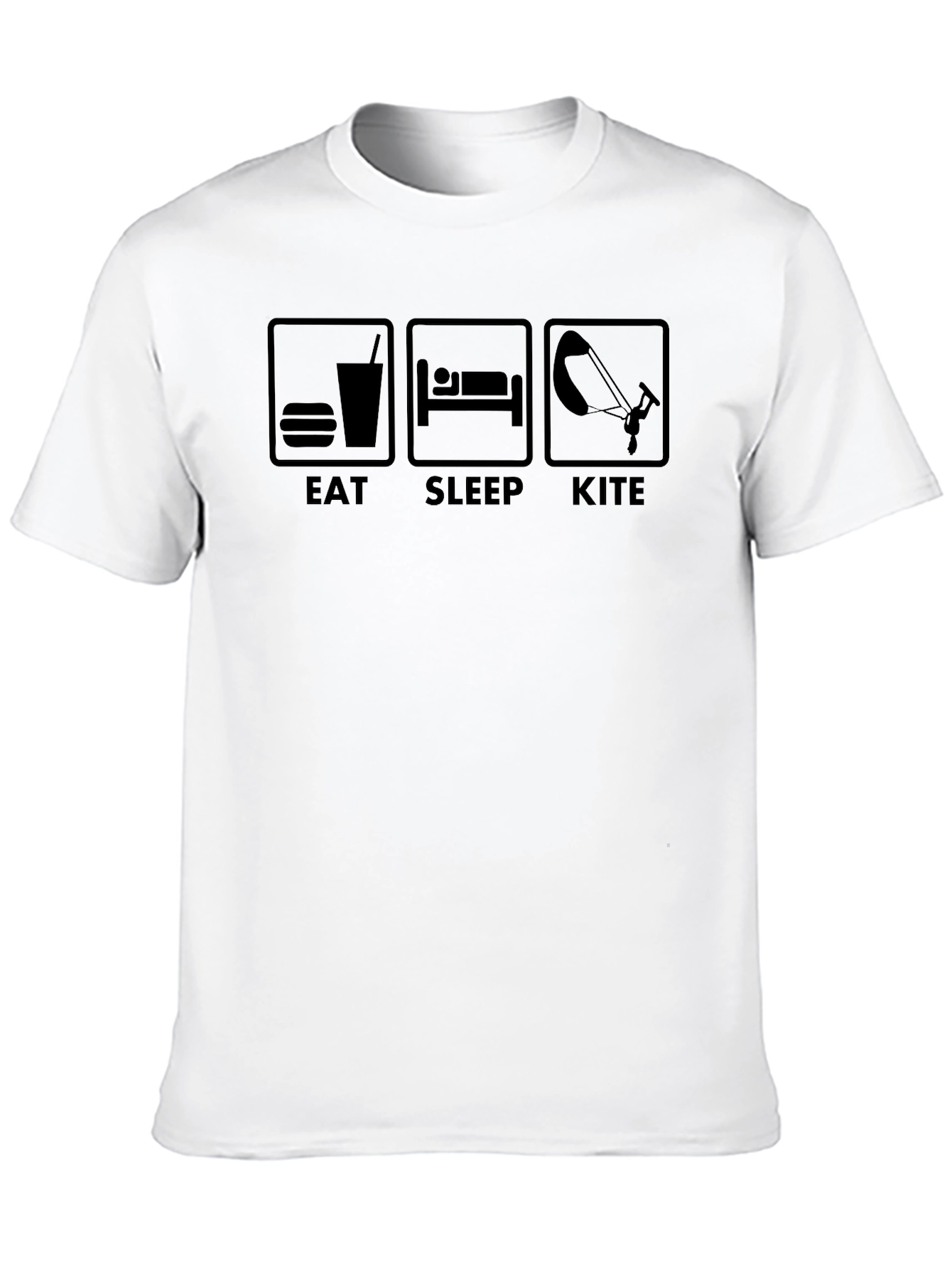 Eat Sleep Kite Black Graphic T-Shirt