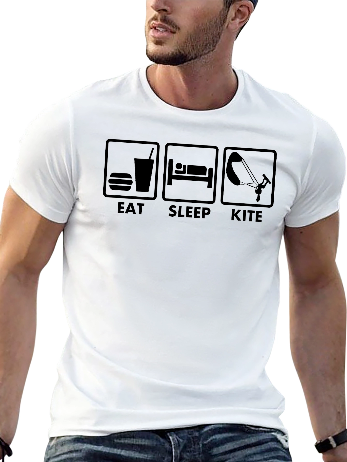 Eat Sleep Kite Black Graphic T-Shirt