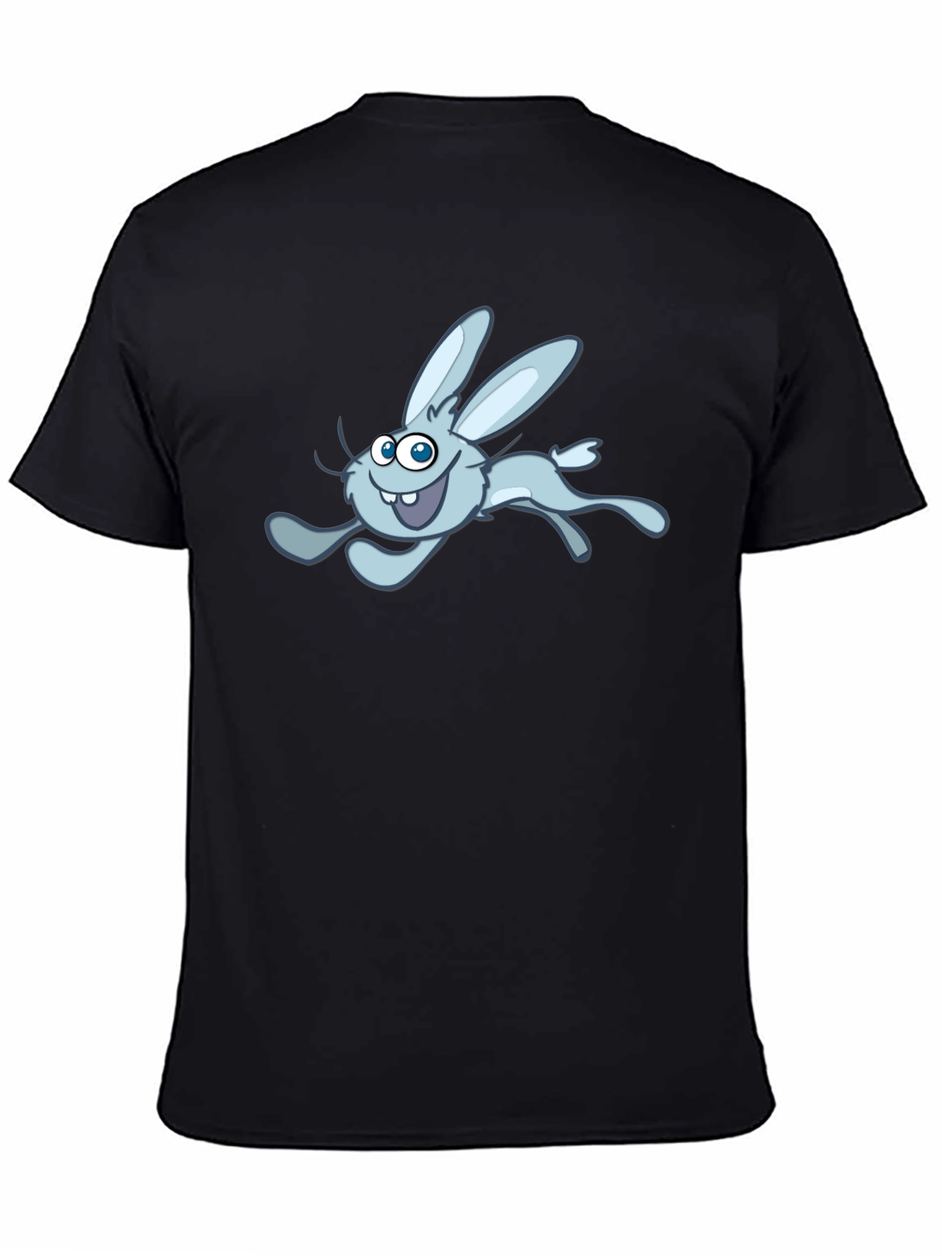 Fun Cartoon Rabbit Graphic Tee - Black