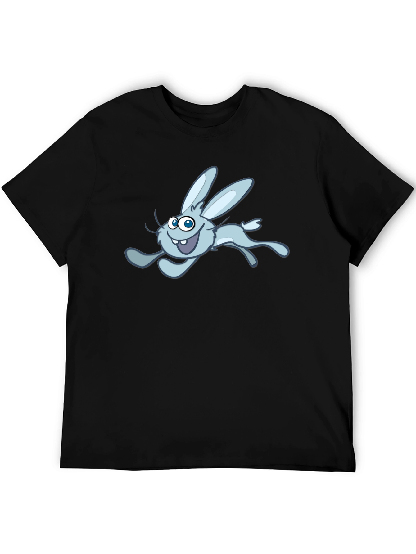 Fun Cartoon Rabbit Graphic Tee - Black