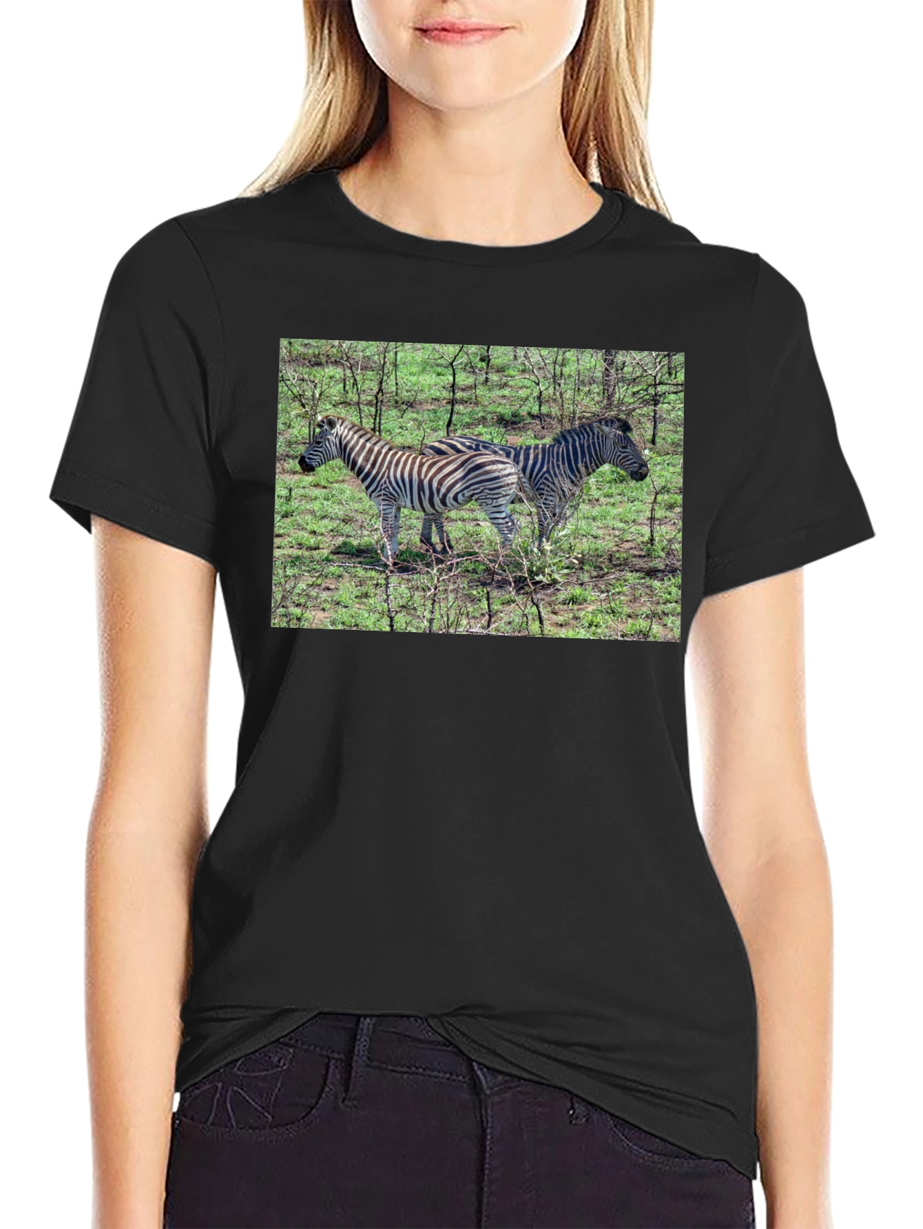 Zebra Print Crew Neck T-Shirt