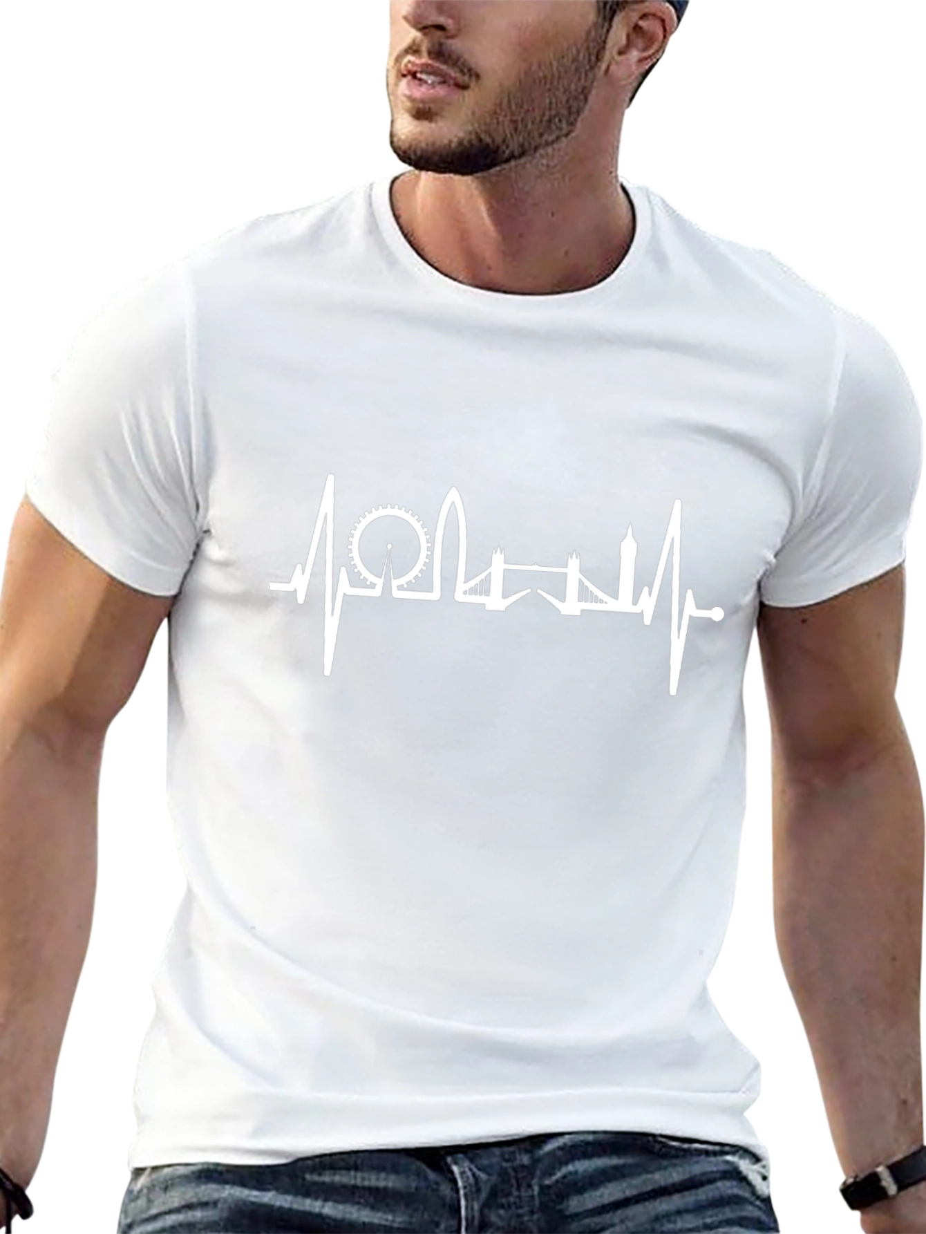 London Skyline Heartbeat Tee - Black