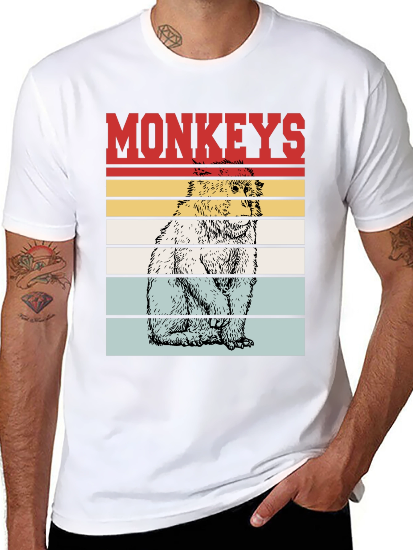 Retro Monkeys Graphic Tee - Black