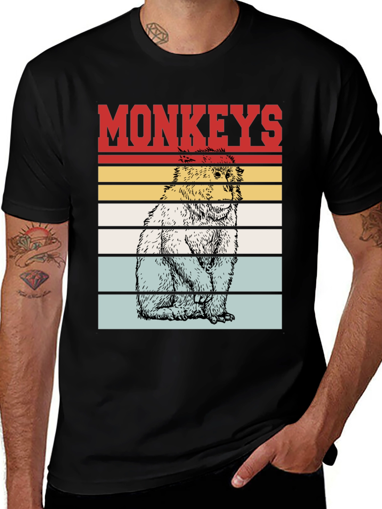 Retro Monkeys Graphic Tee - Black