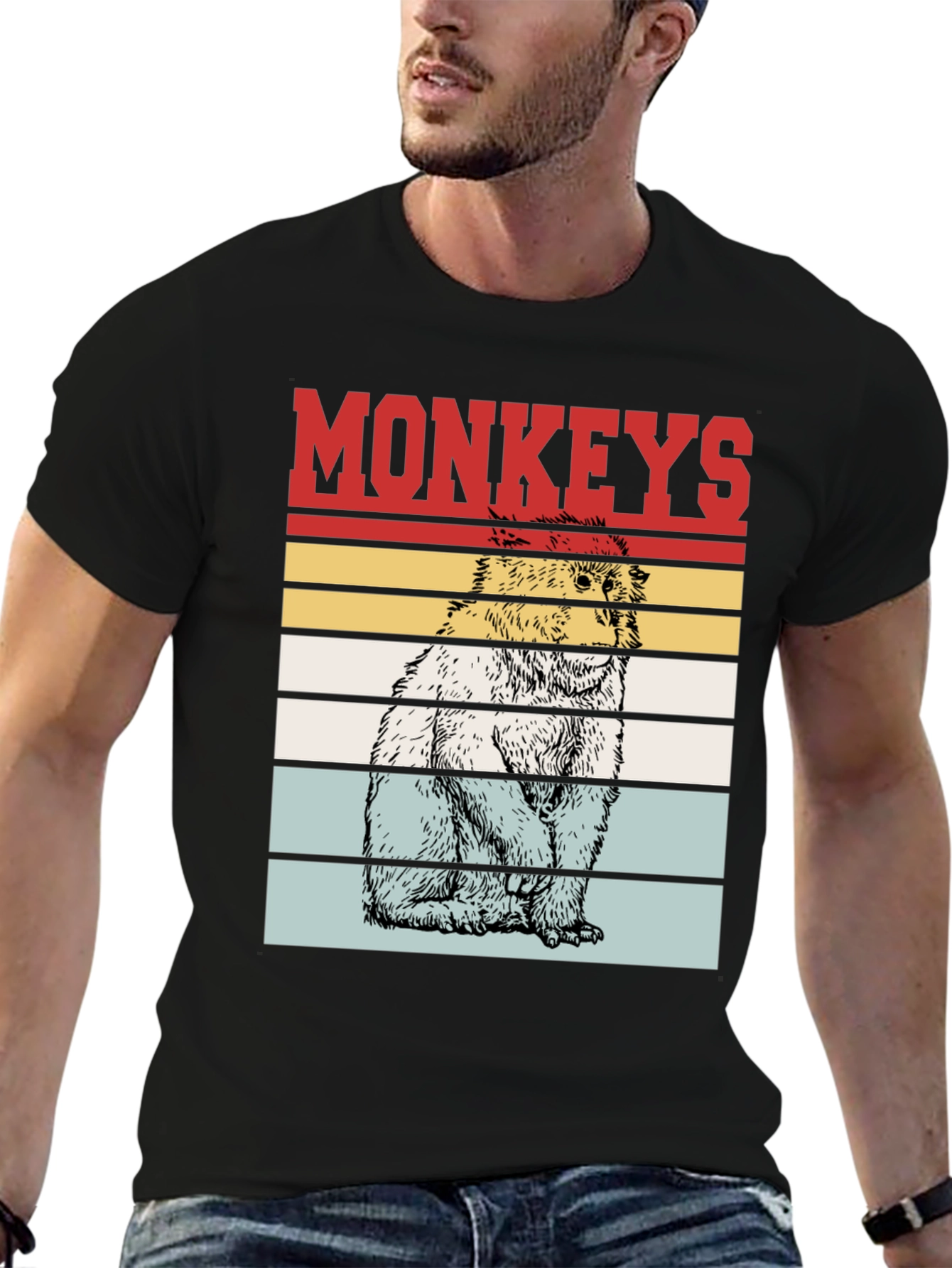 Retro Monkeys Graphic Tee - Black