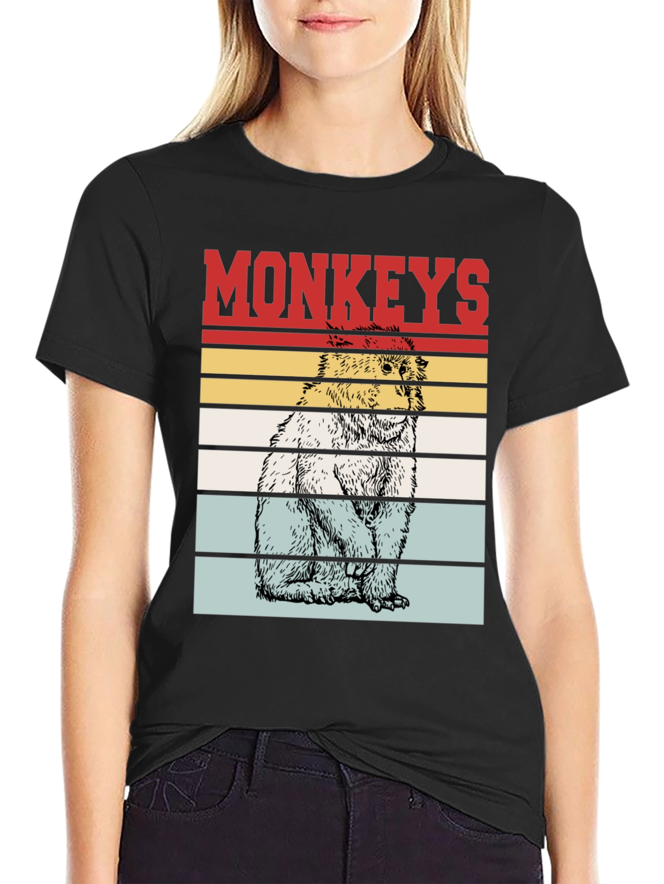 Retro Monkeys Graphic Tee - Black