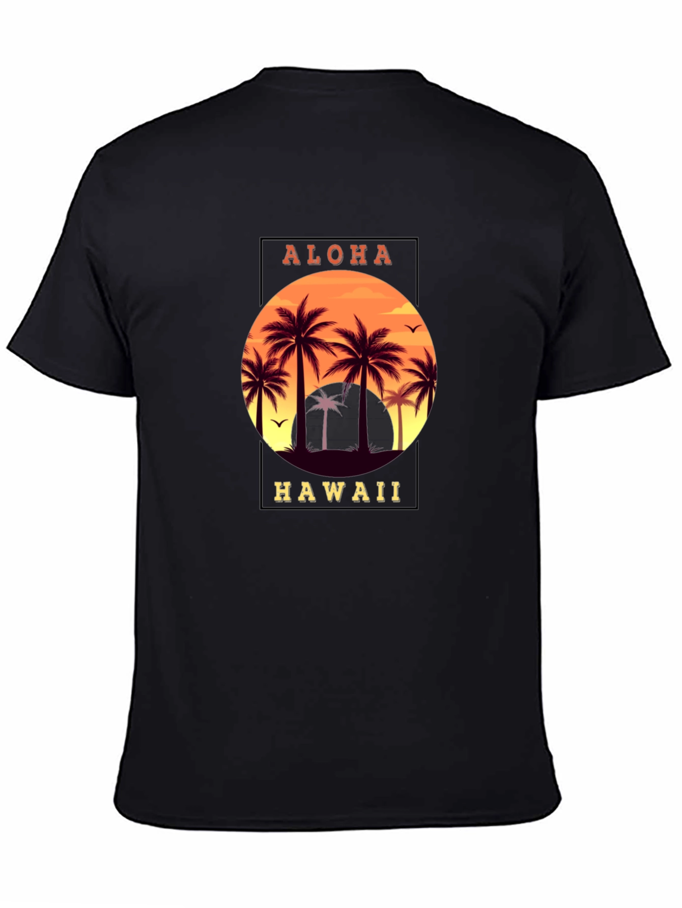 Aloha Hawaii Palm Tree Graphic T-Shirt - Black