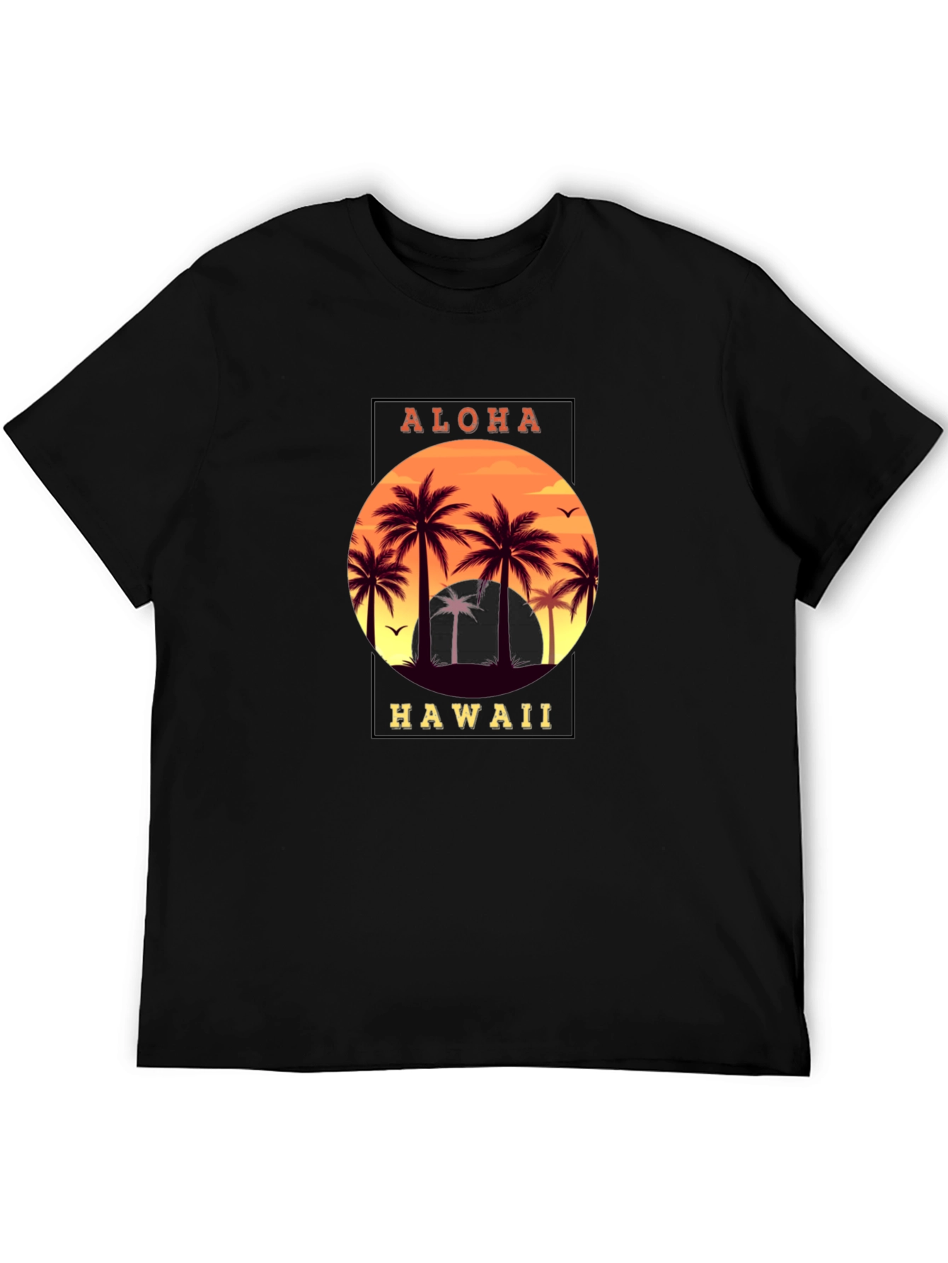 Aloha Hawaii Palm Tree Graphic T-Shirt - Black