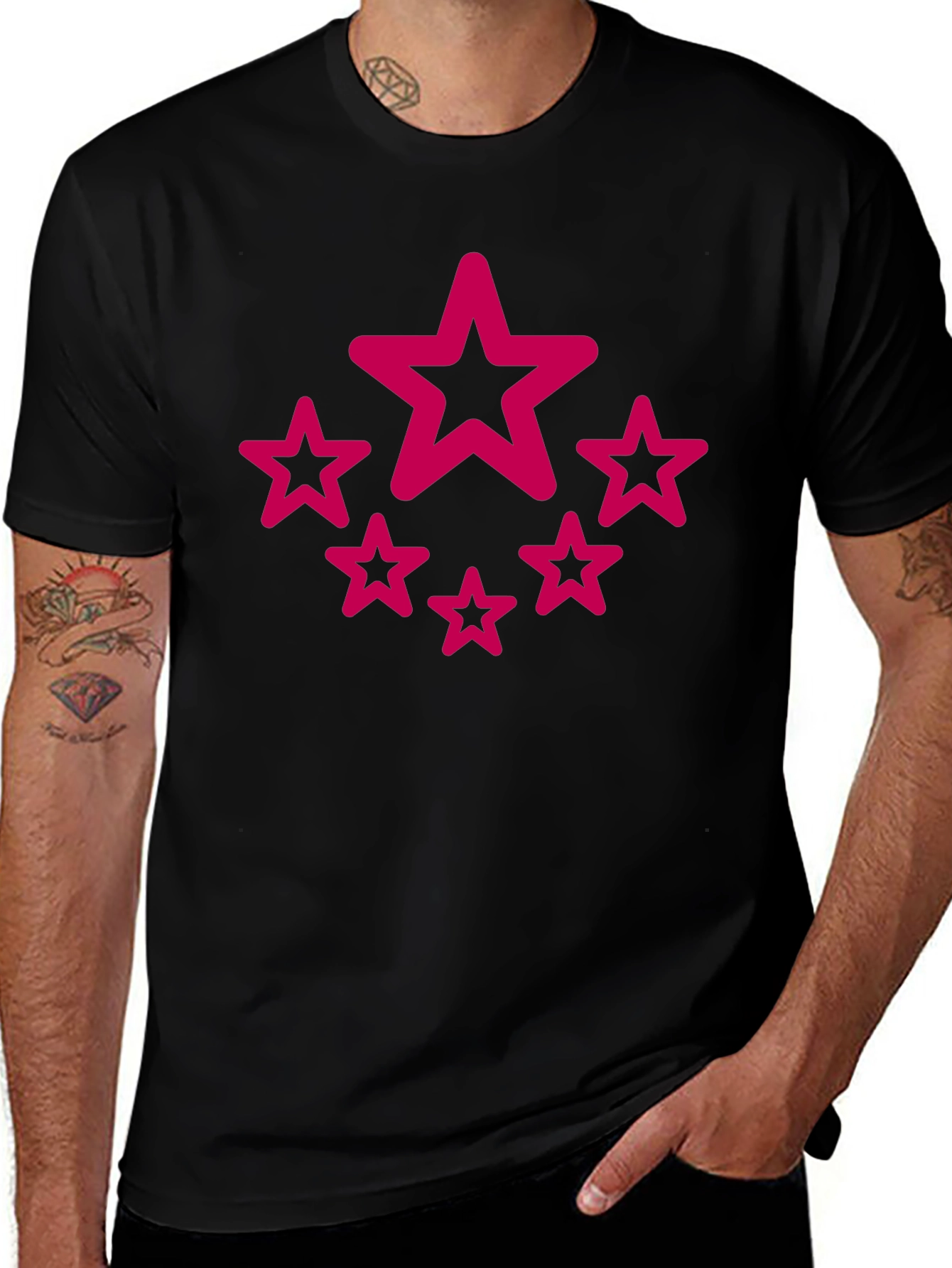 Star Circle Graphic Black T-Shirt