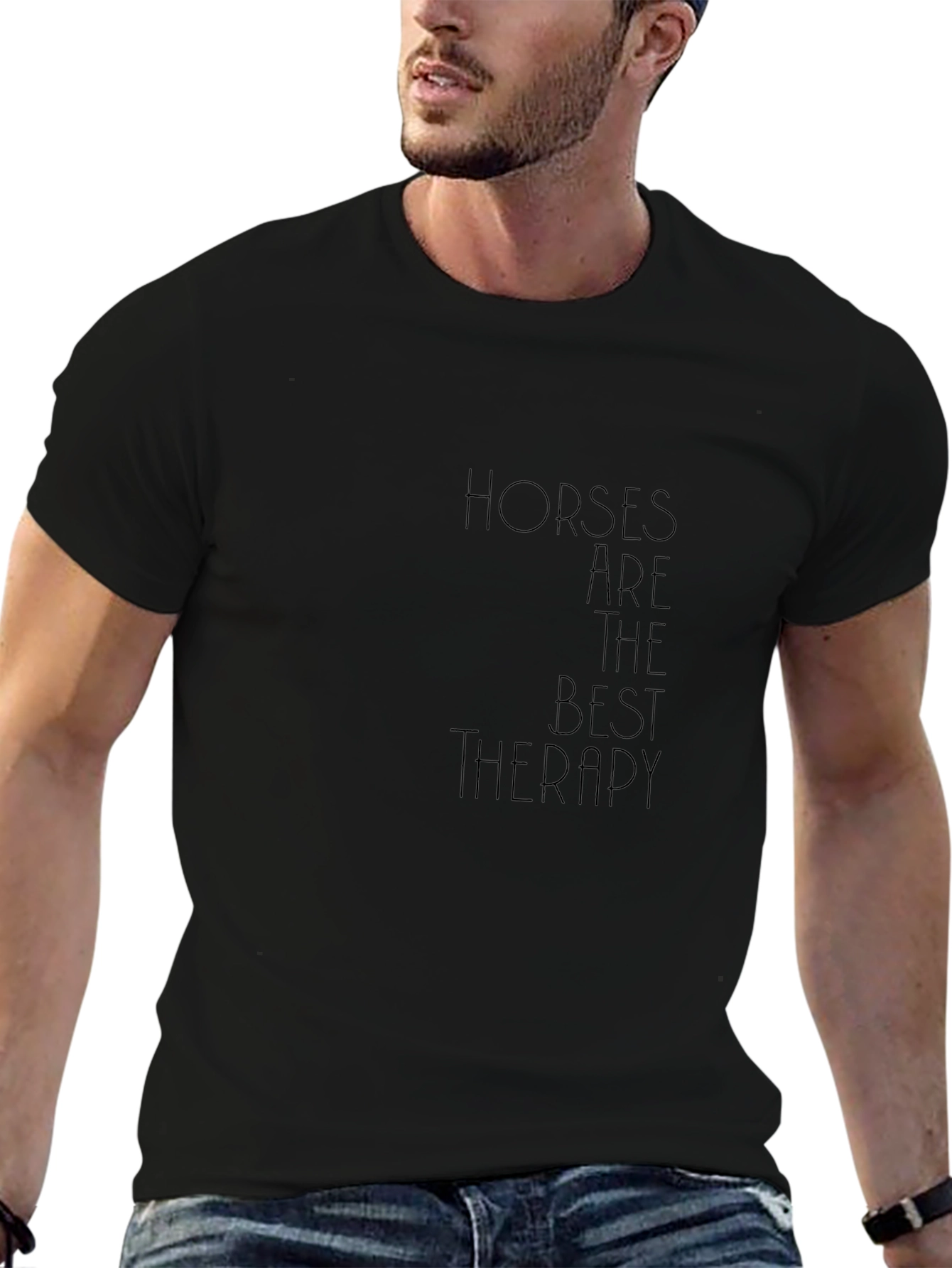 Horses Are Therapy Black Tee