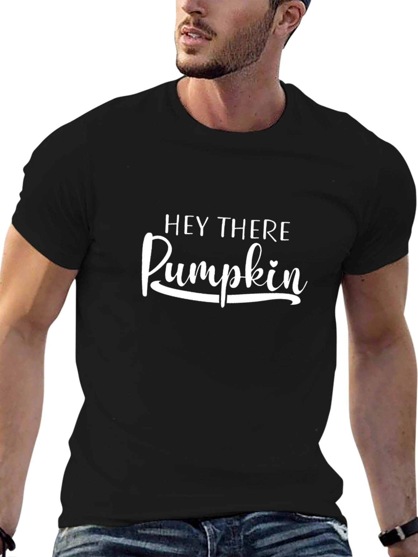 Hey There Pumpkin Graphic Tee - Black Cotton T-Shirt