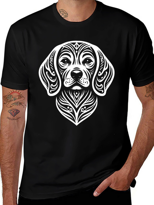 Tribal Dog Graphic Tee - Black