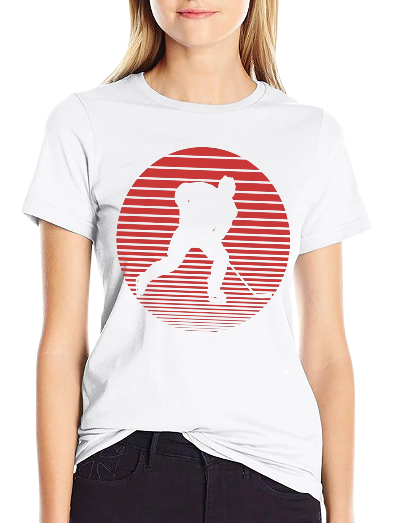 Hockey Player Graphic Tee - Retro Style