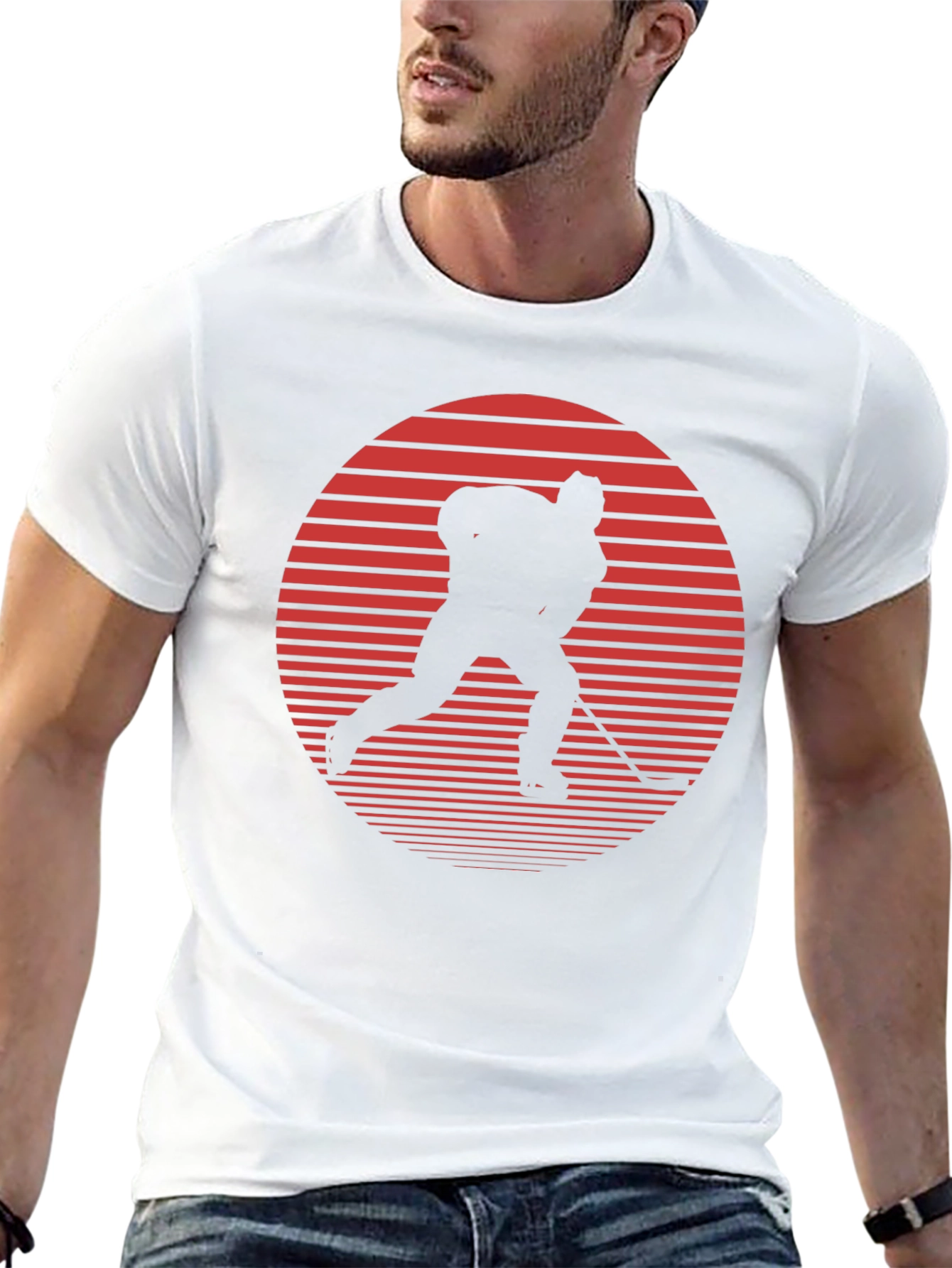 Hockey Player Graphic Tee - Retro Style