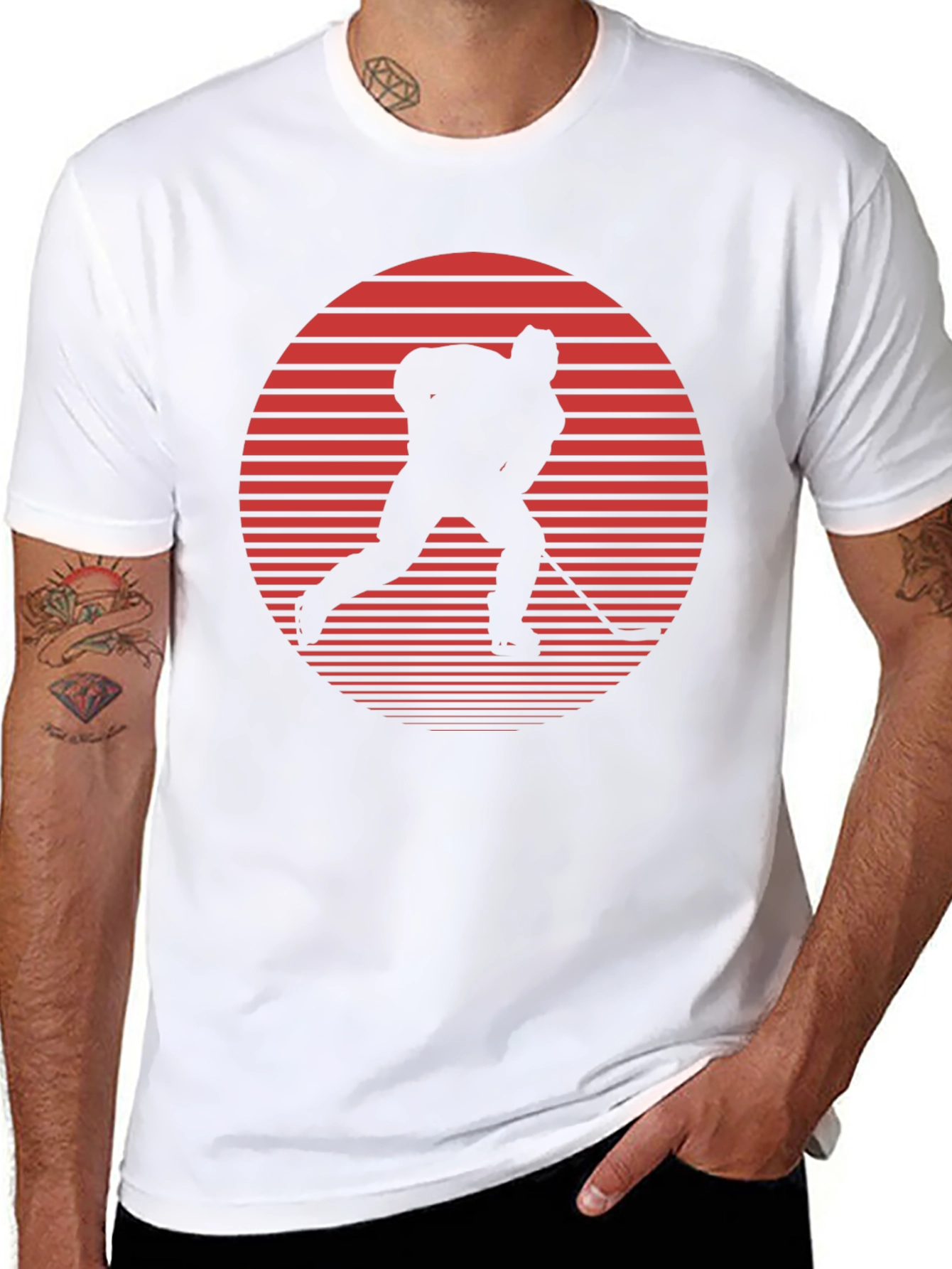 Hockey Player Graphic Tee - Retro Style