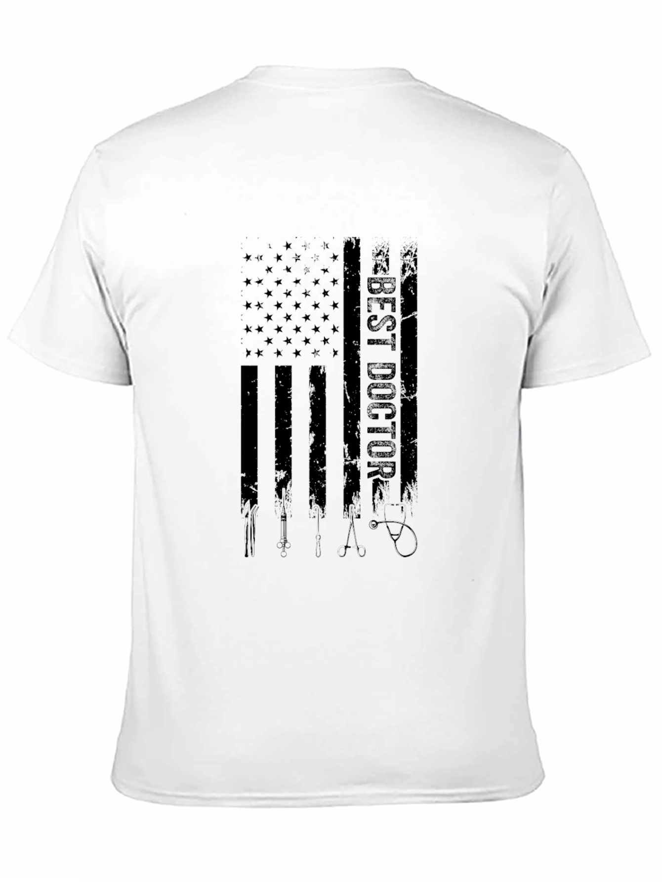 Best Doctor American Flag Graphic Black T-Shirt