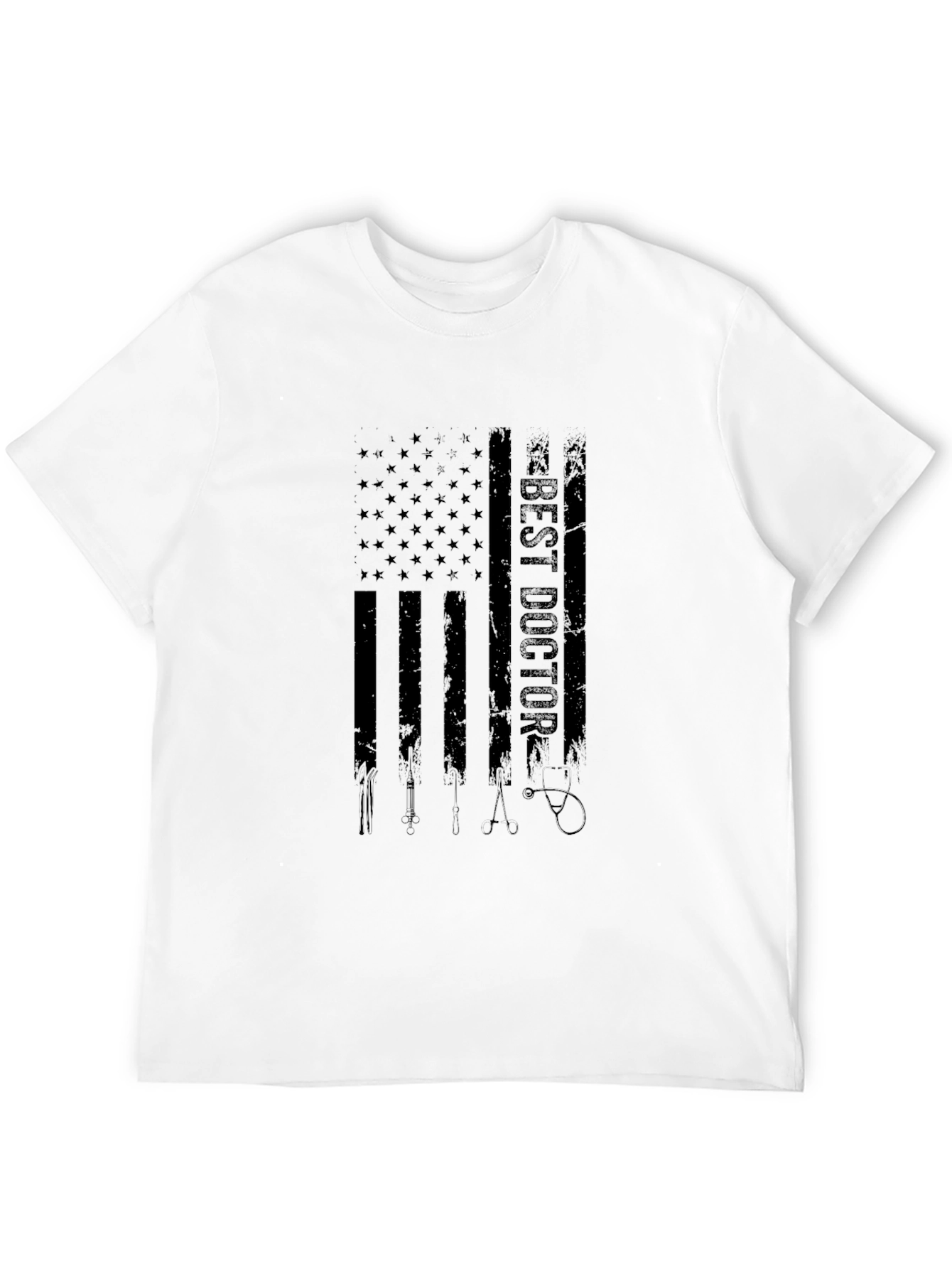 Best Doctor American Flag Graphic Black T-Shirt