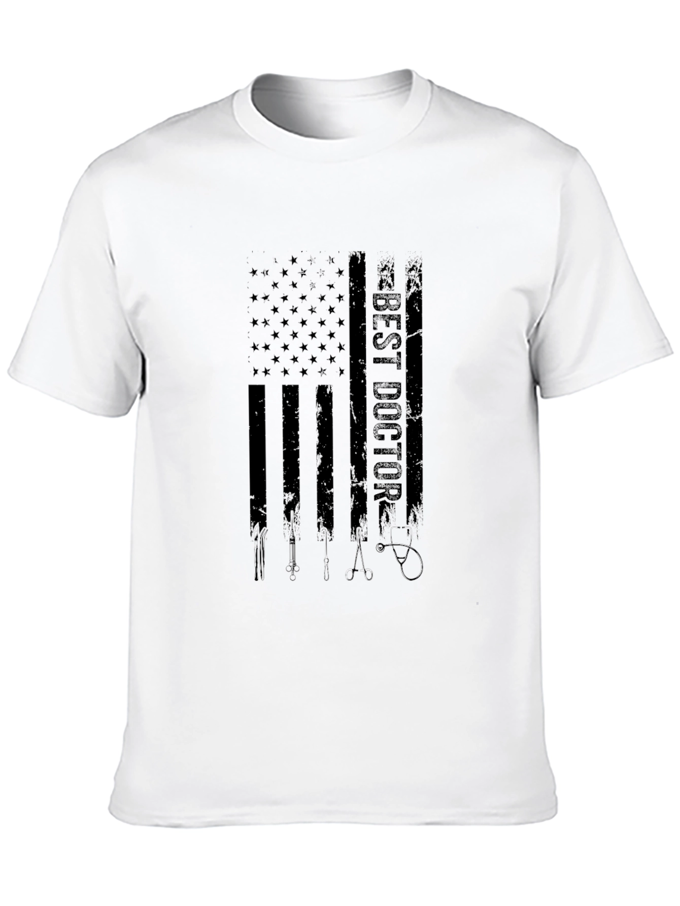 Best Doctor American Flag Graphic Black T-Shirt