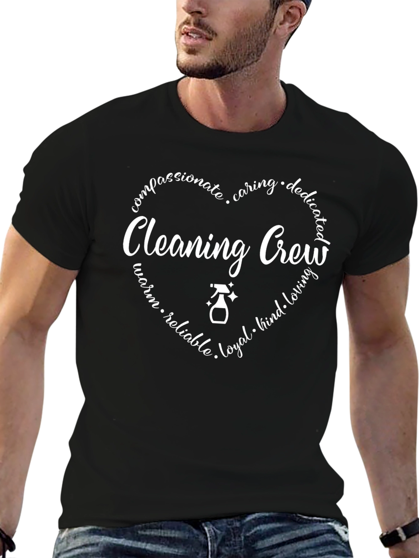 Cleaning Crew Heart Graphic Tee - Black