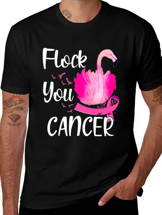 Flock You Cancer T-Shirt Pink Flamingo Breast Cancer Awareness Tee