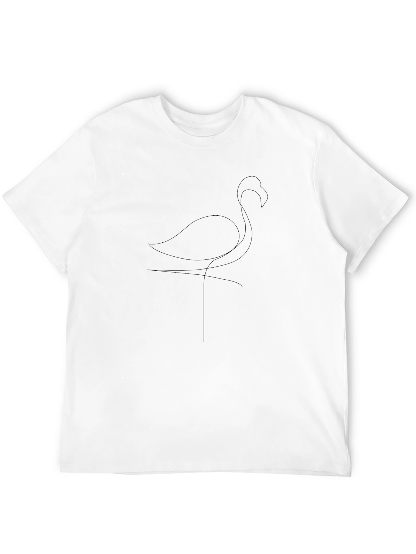 Minimalist Flamingo Line Art Black T-Shirt