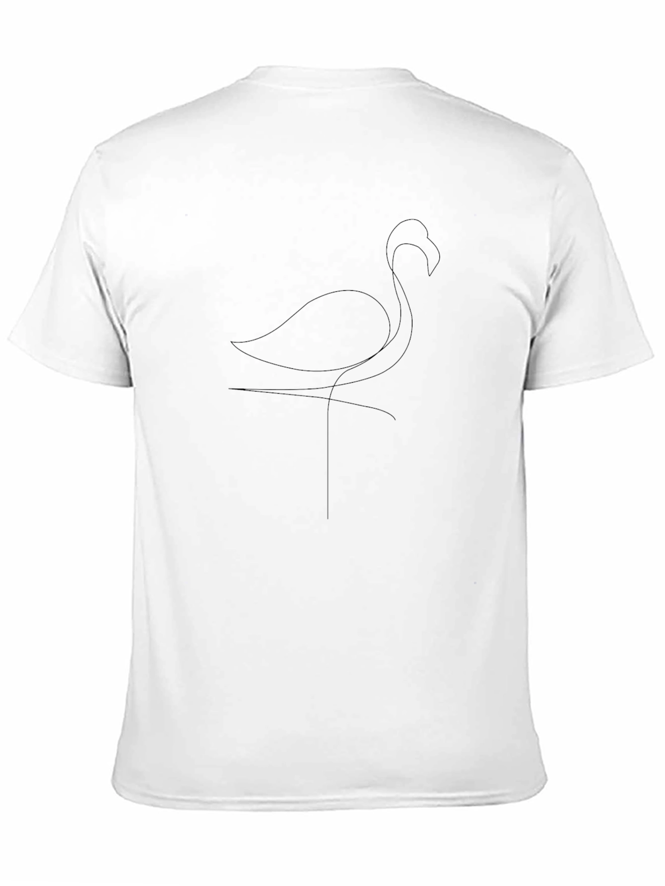 Minimalist Flamingo Line Art Black T-Shirt