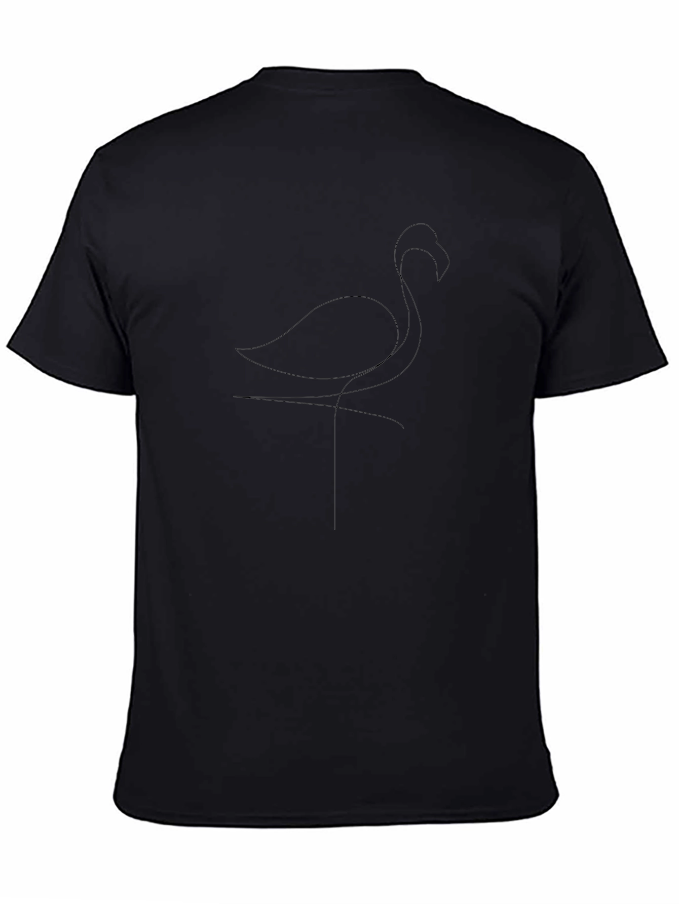 Minimalist Flamingo Line Art Black T-Shirt