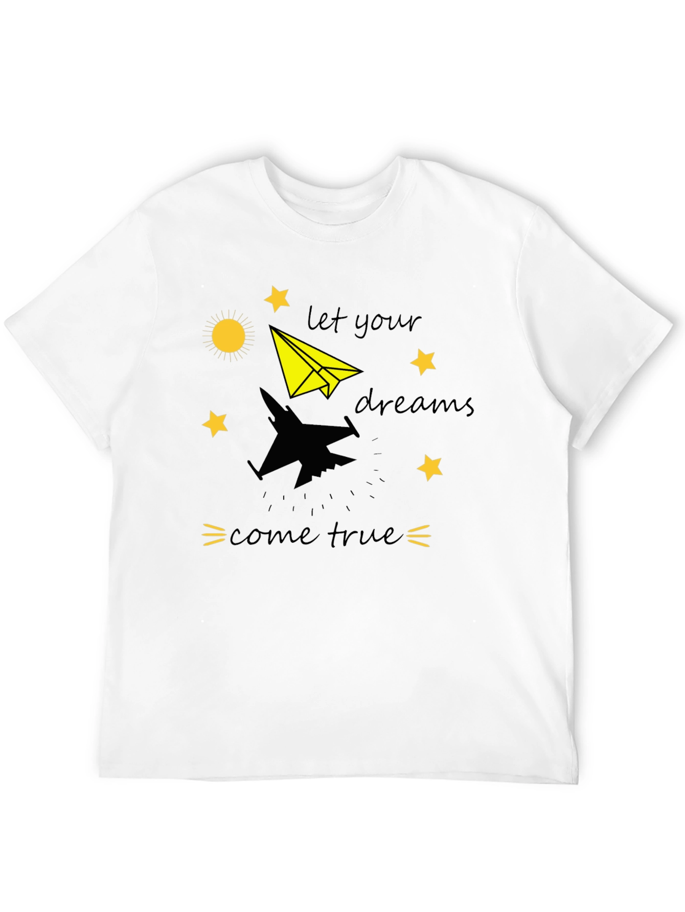 Dream True Black T-Shirt: Paper Airplane & Jet