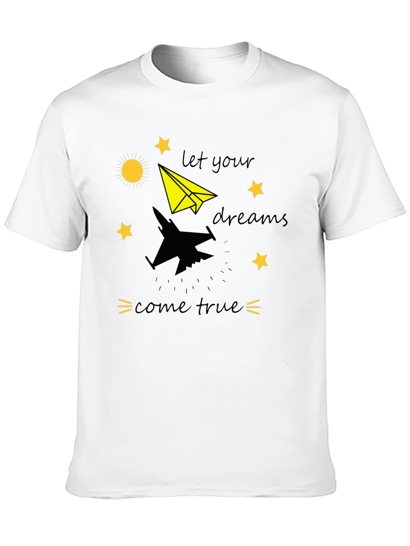Dream True Black T-Shirt: Paper Airplane & Jet