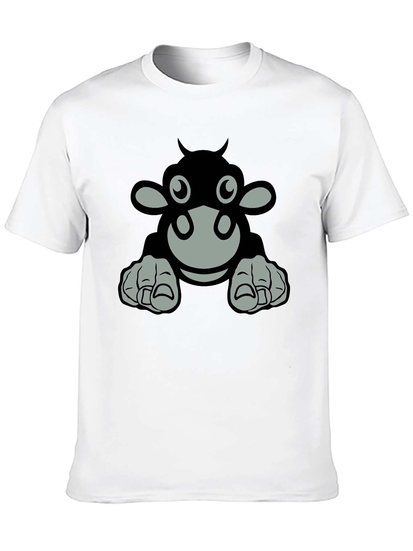 Cartoon Cow Graphic Tee - Black T-Shirt
